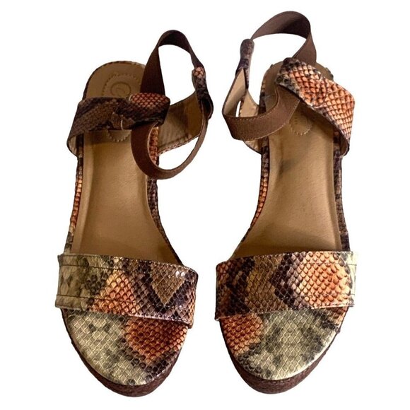 Comfort Est 1946 Womens Animal Print Platform Wedge Sandals Size 9M 4" Heel - Picture 9 of 16